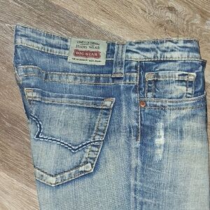 Big Star Distressed Faded Blue Jeans